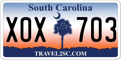 SC license plate XOX703