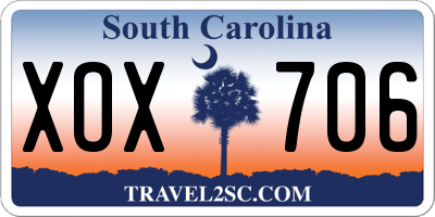 SC license plate XOX706