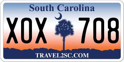 SC license plate XOX708