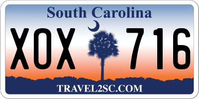 SC license plate XOX716