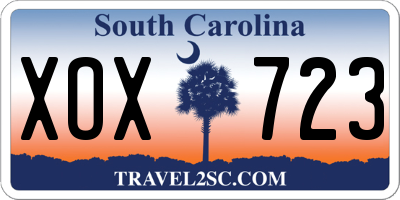 SC license plate XOX723