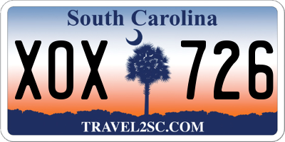 SC license plate XOX726