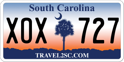 SC license plate XOX727