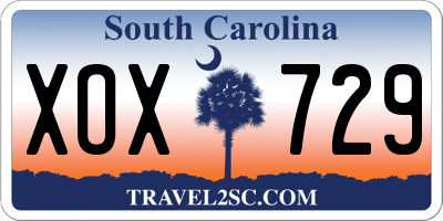 SC license plate XOX729