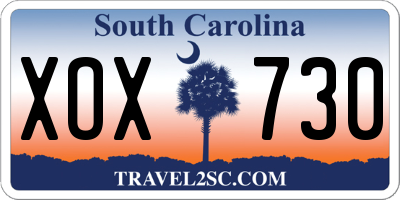 SC license plate XOX730