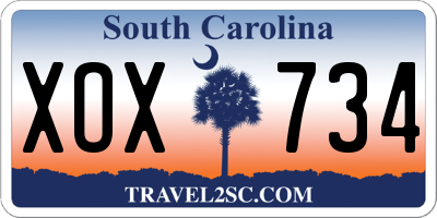 SC license plate XOX734