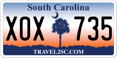 SC license plate XOX735