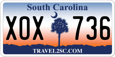 SC license plate XOX736