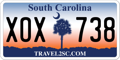 SC license plate XOX738