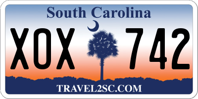 SC license plate XOX742