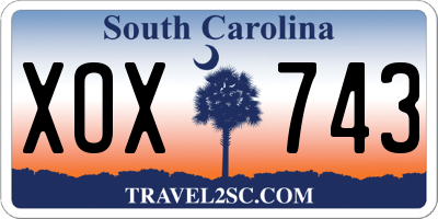 SC license plate XOX743