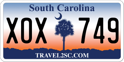 SC license plate XOX749