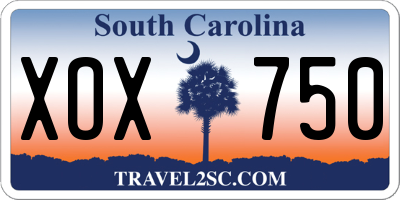 SC license plate XOX750