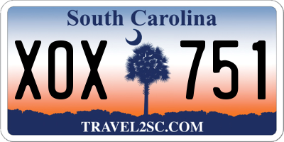 SC license plate XOX751
