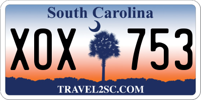 SC license plate XOX753