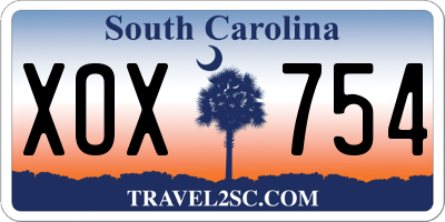 SC license plate XOX754