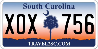 SC license plate XOX756