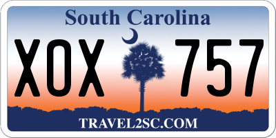 SC license plate XOX757