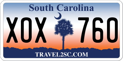 SC license plate XOX760