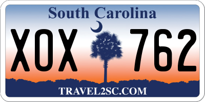 SC license plate XOX762