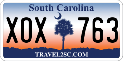 SC license plate XOX763