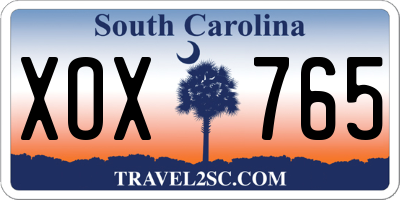 SC license plate XOX765