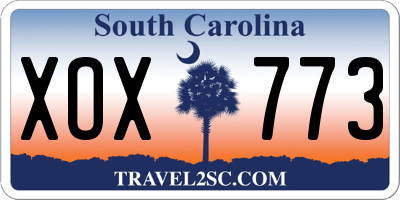 SC license plate XOX773