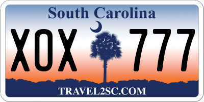 SC license plate XOX777