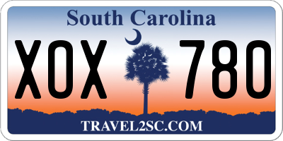 SC license plate XOX780