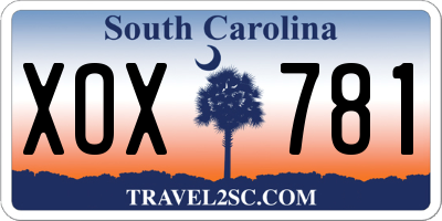 SC license plate XOX781