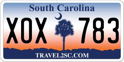 SC license plate XOX783