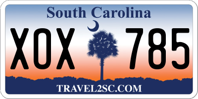 SC license plate XOX785