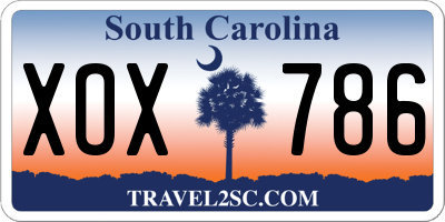 SC license plate XOX786