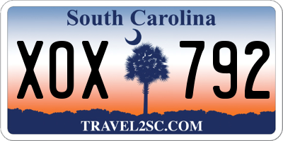 SC license plate XOX792