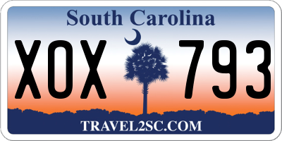 SC license plate XOX793