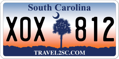 SC license plate XOX812