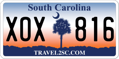 SC license plate XOX816