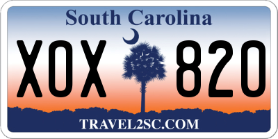 SC license plate XOX820