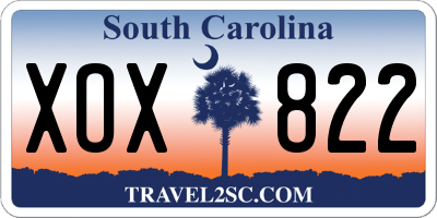 SC license plate XOX822