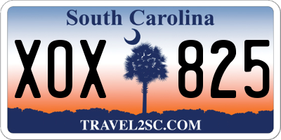 SC license plate XOX825