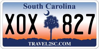 SC license plate XOX827
