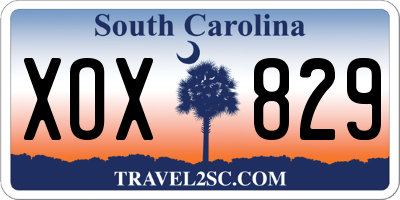SC license plate XOX829