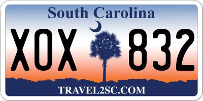 SC license plate XOX832