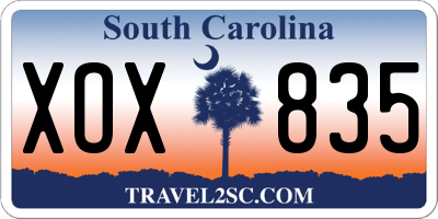 SC license plate XOX835