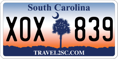 SC license plate XOX839