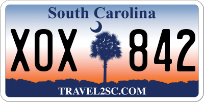 SC license plate XOX842