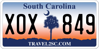 SC license plate XOX849