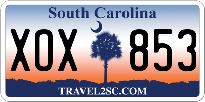 SC license plate XOX853