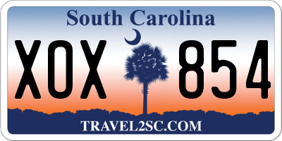 SC license plate XOX854