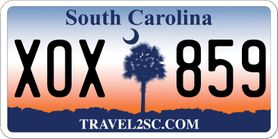 SC license plate XOX859